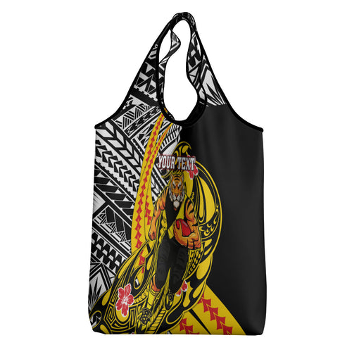 Personalized Richmond Tigers Grocery Bag Polynesian Tribal Tiger Mascot With Hibiscus Floral Art