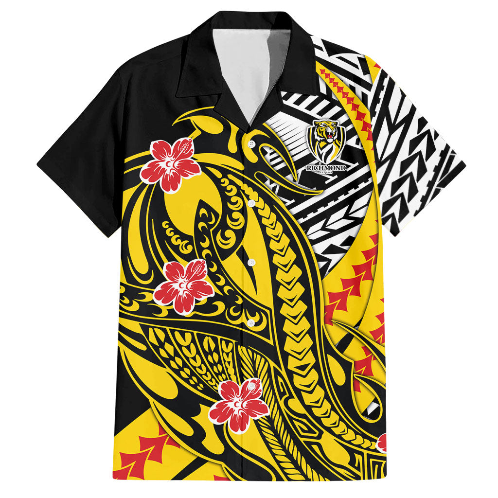 Personalized Richmond Tigers Hawaiian Shirt Polynesian Tribal Tiger Mascot With Hibiscus Floral Art