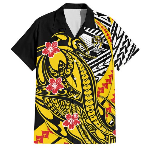 Personalized Richmond Tigers Hawaiian Shirt Polynesian Tribal Tiger Mascot With Hibiscus Floral Art