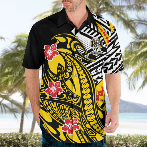 Personalized Richmond Tigers Hawaiian Shirt Polynesian Tribal Tiger Mascot With Hibiscus Floral Art