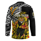 Personalized Richmond Tigers Hockey Jersey Polynesian Tribal Tiger Mascot With Hibiscus Floral Art