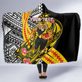 Personalized Richmond Tigers Hooded Blanket Polynesian Tribal Tiger Mascot With Hibiscus Floral Art