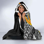 Personalized Richmond Tigers Hooded Blanket Polynesian Tribal Tiger Mascot With Hibiscus Floral Art