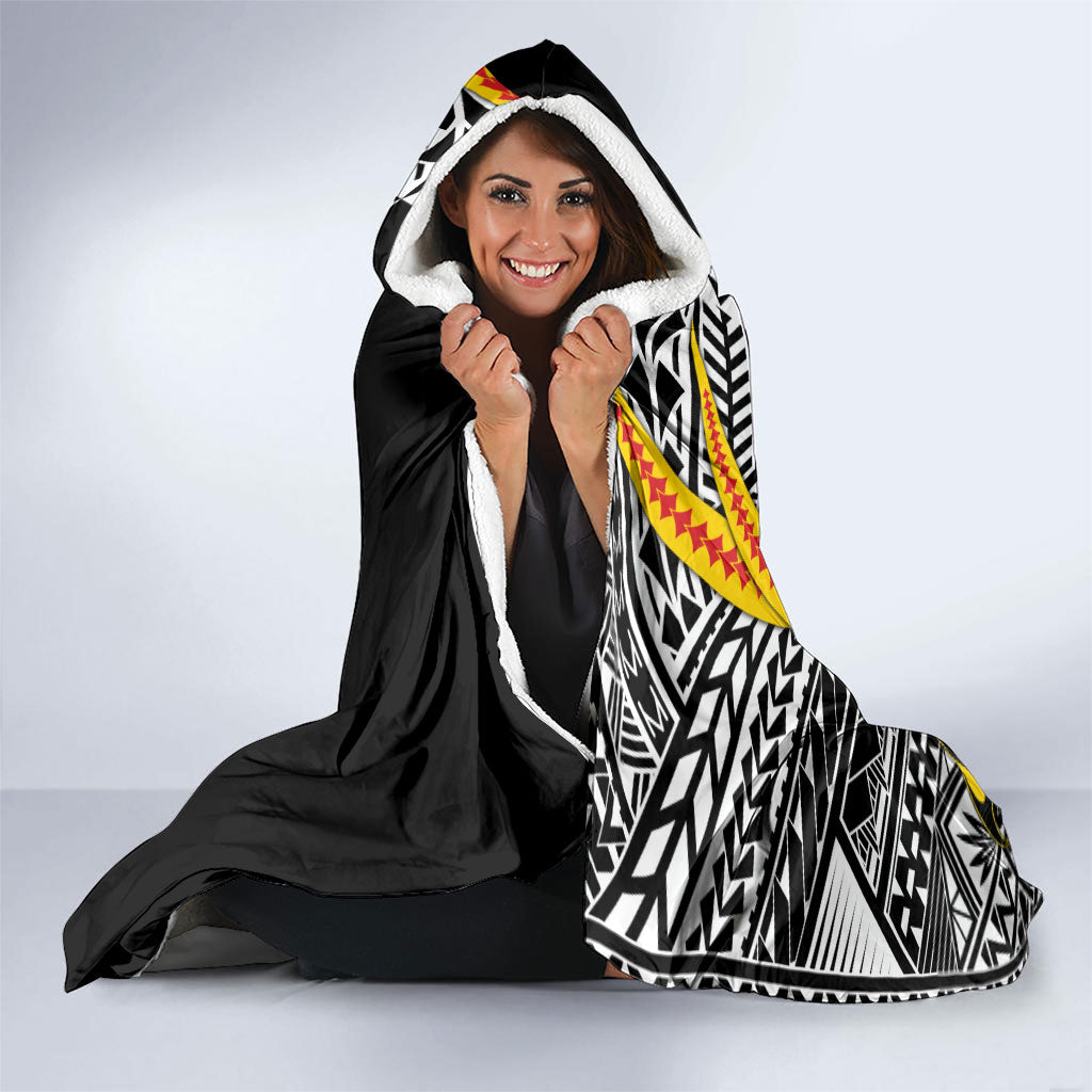 Personalized Richmond Tigers Hooded Blanket Polynesian Tribal Tiger Mascot With Hibiscus Floral Art