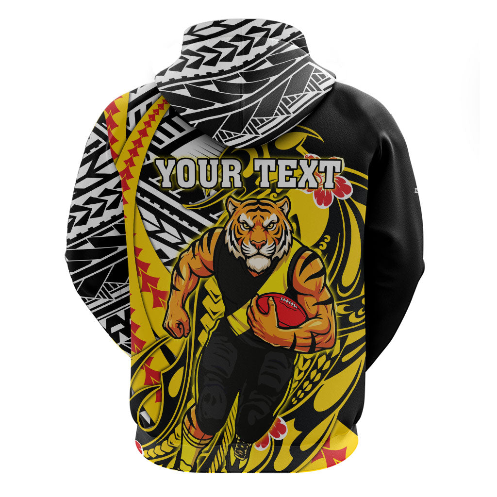 Personalized Richmond Tigers Hoodie Polynesian Tribal Tiger Mascot With Hibiscus Floral Art