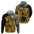 Personalized Richmond Tigers Hoodie Polynesian Tribal Tiger Mascot With Hibiscus Floral Art