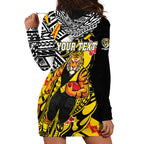 Personalized Richmond Tigers Hoodie Dress Polynesian Tribal Tiger Mascot With Hibiscus Floral Art