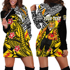 Personalized Richmond Tigers Hoodie Dress Polynesian Tribal Tiger Mascot With Hibiscus Floral Art