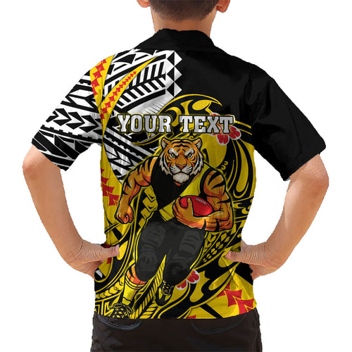 Personalized Richmond Tigers Kid Hawaiian Shirt Polynesian Tribal Tiger Mascot With Hibiscus Floral Art