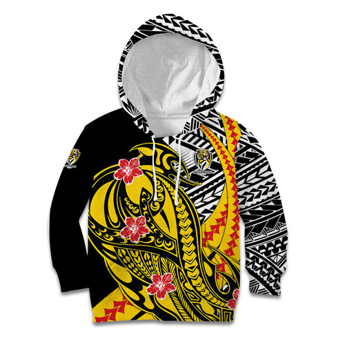 Personalized Richmond Tigers Kid Hoodie Polynesian Tribal Tiger Mascot With Hibiscus Floral Art