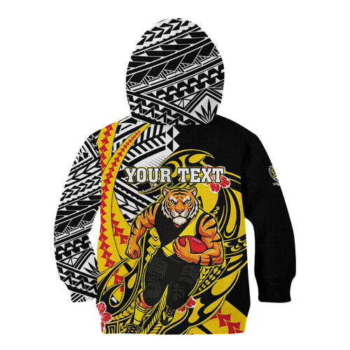 Personalized Richmond Tigers Kid Hoodie Polynesian Tribal Tiger Mascot With Hibiscus Floral Art