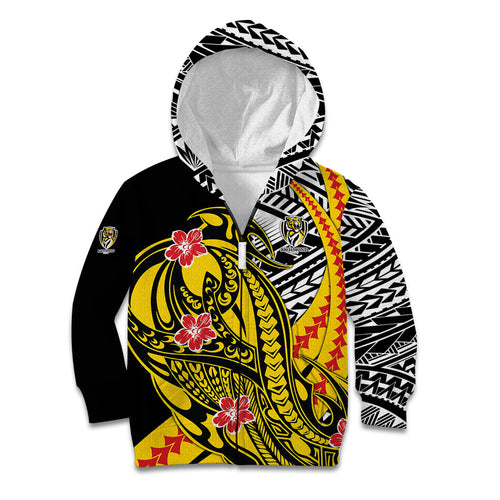 Personalized Richmond Tigers Kid Hoodie Polynesian Tribal Tiger Mascot With Hibiscus Floral Art