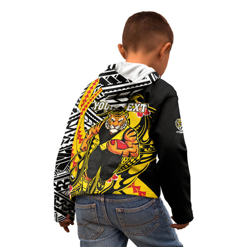 Personalized Richmond Tigers Kid Hoodie Polynesian Tribal Tiger Mascot With Hibiscus Floral Art