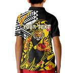 Personalized Richmond Tigers Kid Polo Shirt Polynesian Tribal Tiger Mascot With Hibiscus Floral Art