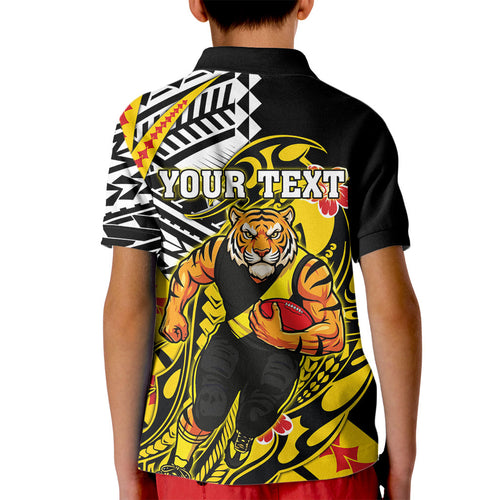Personalized Richmond Tigers Kid Polo Shirt Polynesian Tribal Tiger Mascot With Hibiscus Floral Art