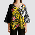 Personalized Richmond Tigers Kimono Sleeve Blouse Polynesian Tribal Tiger Mascot With Hibiscus Floral Art