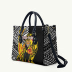 Personalized Richmond Tigers Leather Bag Polynesian Tribal Tiger Mascot With Hibiscus Floral Art