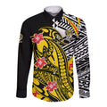 Personalized Richmond Tigers Long Sleeve Button Shirt Polynesian Tribal Tiger Mascot With Hibiscus Floral Art