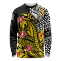 Personalized Richmond Tigers Long Sleeve Shirt Polynesian Tribal Tiger Mascot With Hibiscus Floral Art