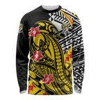 Personalized Richmond Tigers Long Sleeve Shirt Polynesian Tribal Tiger Mascot With Hibiscus Floral Art