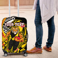 Personalized Richmond Tigers Luggage Cover Polynesian Tribal Tiger Mascot With Hibiscus Floral Art