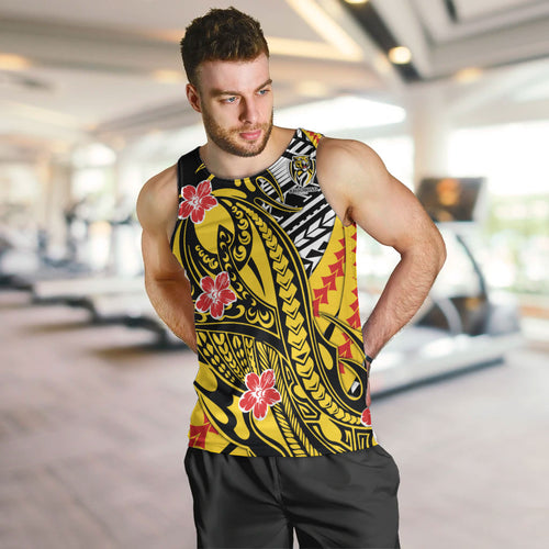 Personalized Richmond Tigers Men Tank Top Polynesian Tribal Tiger Mascot With Hibiscus Floral Art