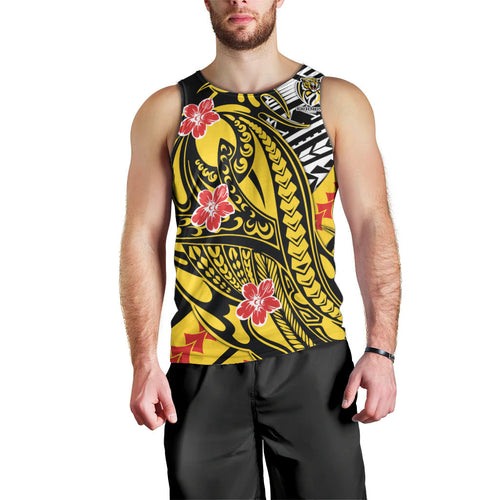 Personalized Richmond Tigers Men Tank Top Polynesian Tribal Tiger Mascot With Hibiscus Floral Art