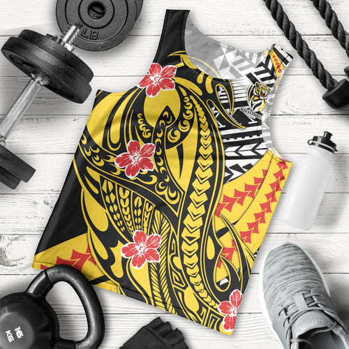 Personalized Richmond Tigers Men Tank Top Polynesian Tribal Tiger Mascot With Hibiscus Floral Art