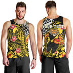 Personalized Richmond Tigers Men Tank Top Polynesian Tribal Tiger Mascot With Hibiscus Floral Art