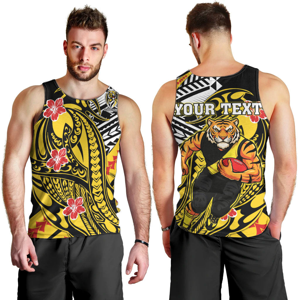 Personalized Richmond Tigers Men Tank Top Polynesian Tribal Tiger Mascot With Hibiscus Floral Art