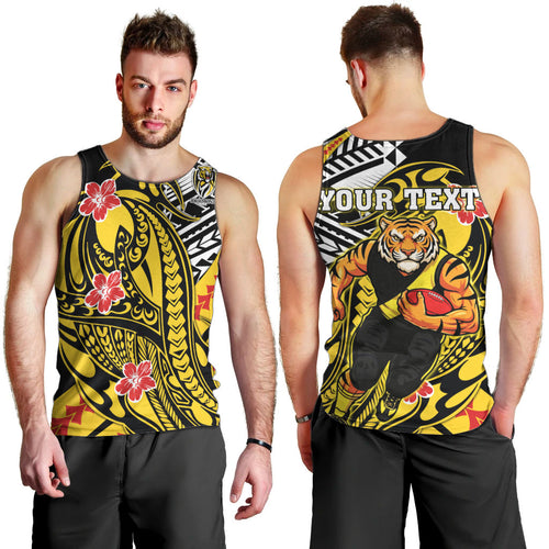 Personalized Richmond Tigers Men Tank Top Polynesian Tribal Tiger Mascot With Hibiscus Floral Art