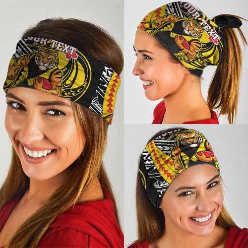 Personalized Richmond Tigers Neck Gaiter Polynesian Tribal Tiger Mascot With Hibiscus Floral Art