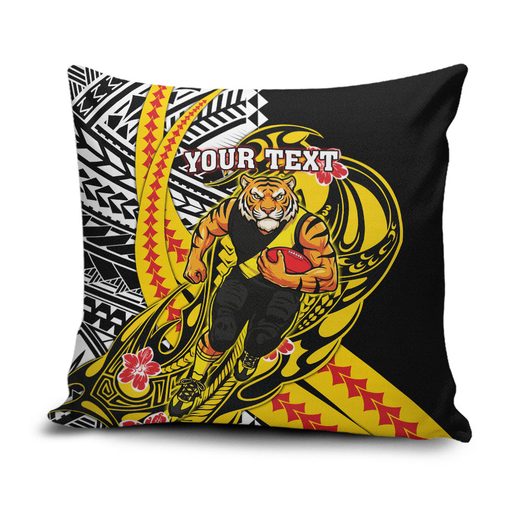 Personalized Richmond Tigers Pillow Cover Polynesian Tribal Tiger Mascot With Hibiscus Floral Art