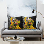 Personalized Richmond Tigers Pillow Cover Polynesian Tribal Tiger Mascot With Hibiscus Floral Art