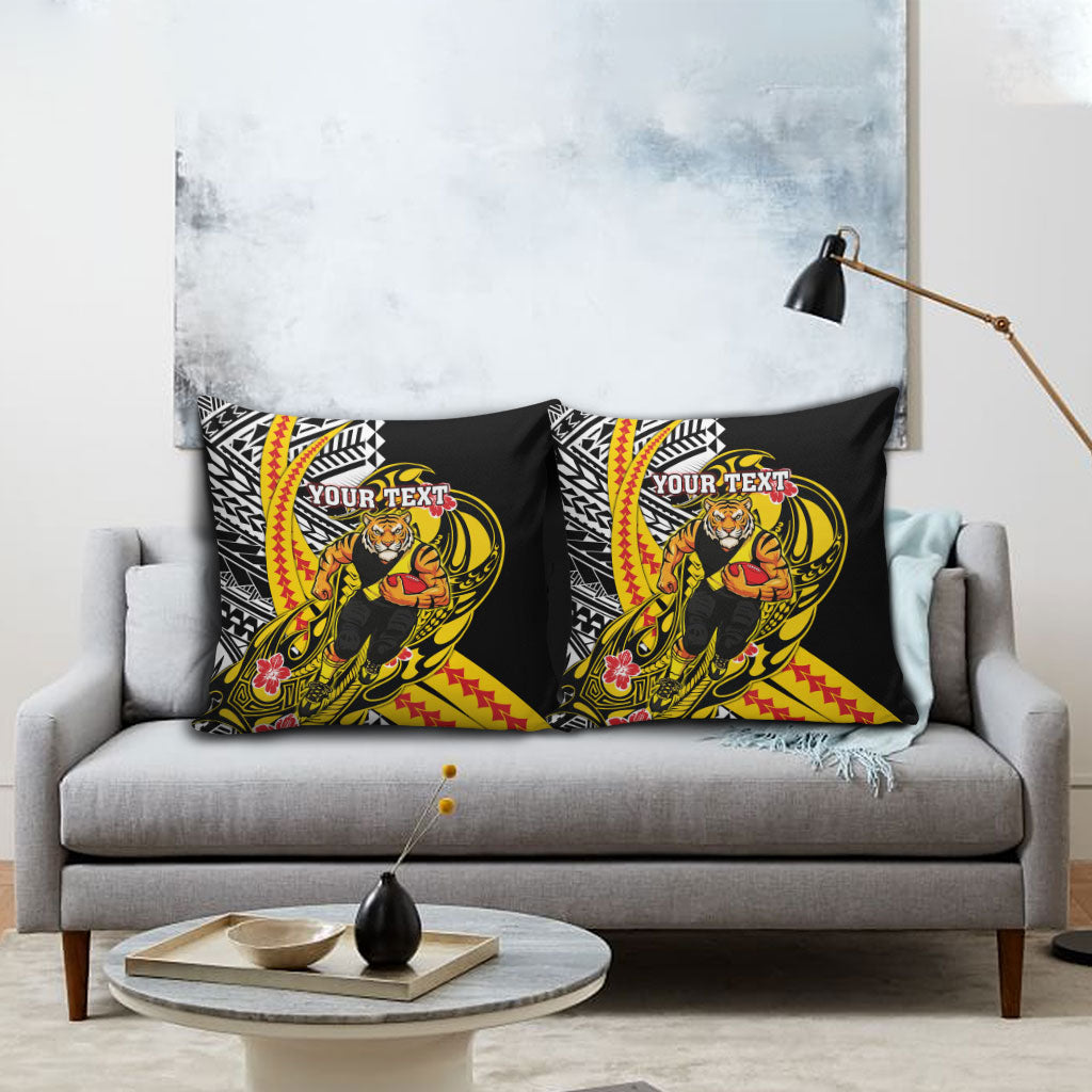 Personalized Richmond Tigers Pillow Cover Polynesian Tribal Tiger Mascot With Hibiscus Floral Art