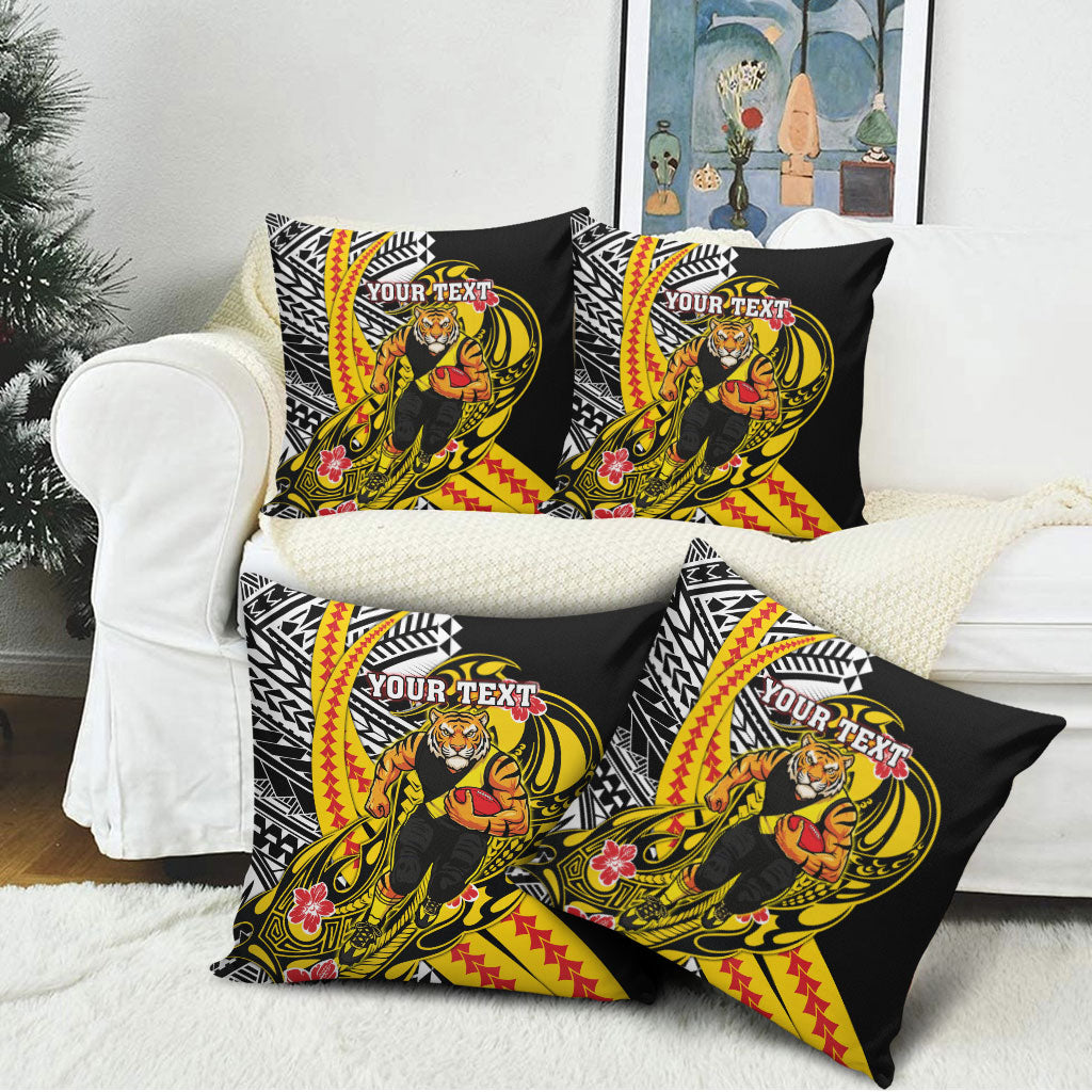 Personalized Richmond Tigers Pillow Cover Polynesian Tribal Tiger Mascot With Hibiscus Floral Art