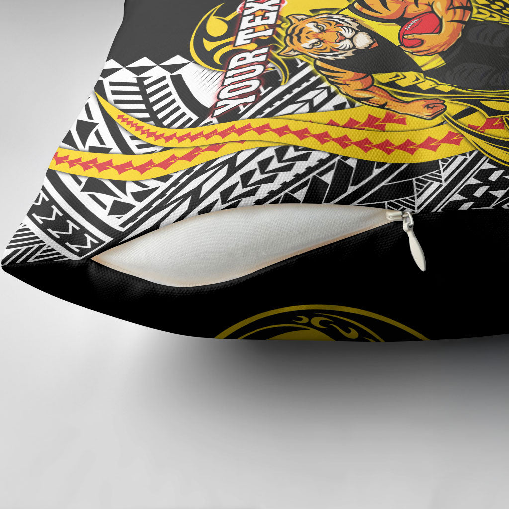 Personalized Richmond Tigers Pillow Cover Polynesian Tribal Tiger Mascot With Hibiscus Floral Art