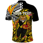 Personalized Richmond Tigers Polo Shirt Polynesian Tribal Tiger Mascot With Hibiscus Floral Art