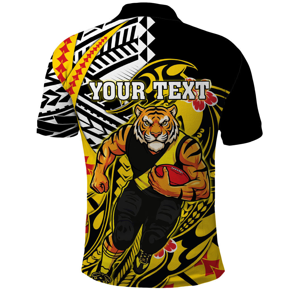 Personalized Richmond Tigers Polo Shirt Polynesian Tribal Tiger Mascot With Hibiscus Floral Art