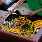Personalized Richmond Tigers Puzzle Polynesian Tribal Tiger Mascot With Hibiscus Floral Art