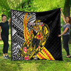 Personalized Richmond Tigers Quilt Polynesian Tribal Tiger Mascot With Hibiscus Floral Art