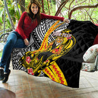 Personalized Richmond Tigers Quilt Polynesian Tribal Tiger Mascot With Hibiscus Floral Art