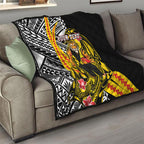 Personalized Richmond Tigers Quilt Polynesian Tribal Tiger Mascot With Hibiscus Floral Art