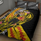 Personalized Richmond Tigers Quilt Bed Set Polynesian Tribal Tiger Mascot With Hibiscus Floral Art