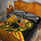 Personalized Richmond Tigers Quilt Bed Set Polynesian Tribal Tiger Mascot With Hibiscus Floral Art