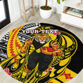 Personalized Richmond Tigers Round Carpet Polynesian Tribal Tiger Mascot With Hibiscus Floral Art
