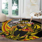 Personalized Richmond Tigers Round Carpet Polynesian Tribal Tiger Mascot With Hibiscus Floral Art