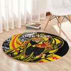Personalized Richmond Tigers Round Carpet Polynesian Tribal Tiger Mascot With Hibiscus Floral Art