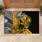Personalized Richmond Tigers Rubber Doormat Polynesian Tribal Tiger Mascot With Hibiscus Floral Art