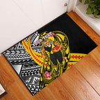 Personalized Richmond Tigers Rubber Doormat Polynesian Tribal Tiger Mascot With Hibiscus Floral Art